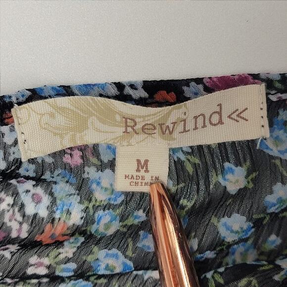 Ditzy Floral Tie Back Ruffle Dress Rewind Medium Blue Purple Peasant - Picture 3 of 15